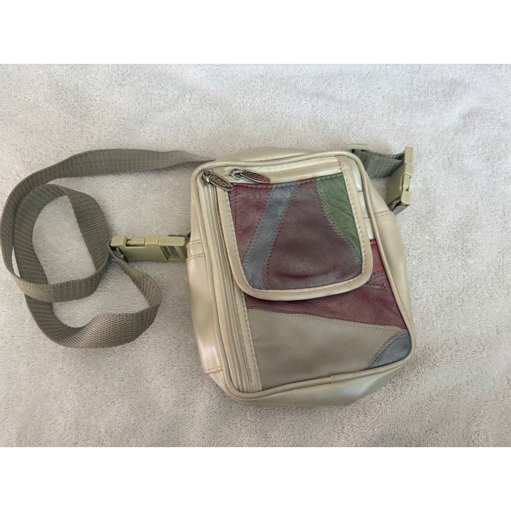 Vintage Tinder Patchwork Leather Crossbody Bag Pastel Mauve Country Blue 90s